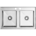 Phoenix stainless steel two compartment drop in sink, top view of a second size with wider rim