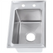 Phoenix stainless steel single compartment drop in sink, top-down view of the bowl, drain and faucet holes
