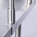 Phoenix stainless steel table over shelf, close-up of the leg clamp mounting to a work table leg