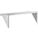 Phoenix stainless steel wall shelf, longer size with open ends and support brackets, side angle view
