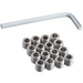 Phoenix TBSCR replacement table set screws, a pile of zinc threaded set screws with a matching silver hex Allen key