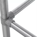 Phoenix table end bar support, close-up of the stainless steel collar joining the crossbar to the table leg