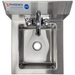Phoenix WHS14 small wall mounted hand sink, top-down view of the stainless steel bowl, drain and faucet