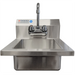 Phoenix WHS14 small wall mounted stainless steel hand sink with backsplash and gooseneck faucet, front view