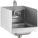 Phoenix WHS14G small wall mounted stainless steel hand sink with side splash guards and gooseneck faucet, angled