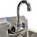 Phoenix WHS18 wall mounted hand sink, close-up of the chrome gooseneck faucet and wrist handles