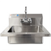 Phoenix WHS18 large wall mounted stainless steel hand sink with backsplash and gooseneck faucet, front view