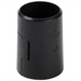 Phoenix WSPC wire shelf plastic clip, close-up of one assembled black tapered sleeve marked top, front view