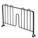 Phoenix black epoxy wire shelf divider with center notch and bottom clips, angled view