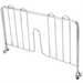Phoenix chrome wire shelf divider with center notch and bottom clips, angled view