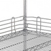 Phoenix chrome wire shelf ledges installed on the corner of a chrome wire shelf, close-up of the post