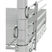 Phoenix chrome wire shelf ledge on a wire shelving unit, close-up of the hooked end on the post