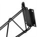 Phoenix black epoxy wire shelving wall bracket, close-up of the wall mounting plate and screw holes