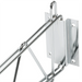 Phoenix chrome wire shelving wall bracket, close-up of the wall mounting plate and screw holes