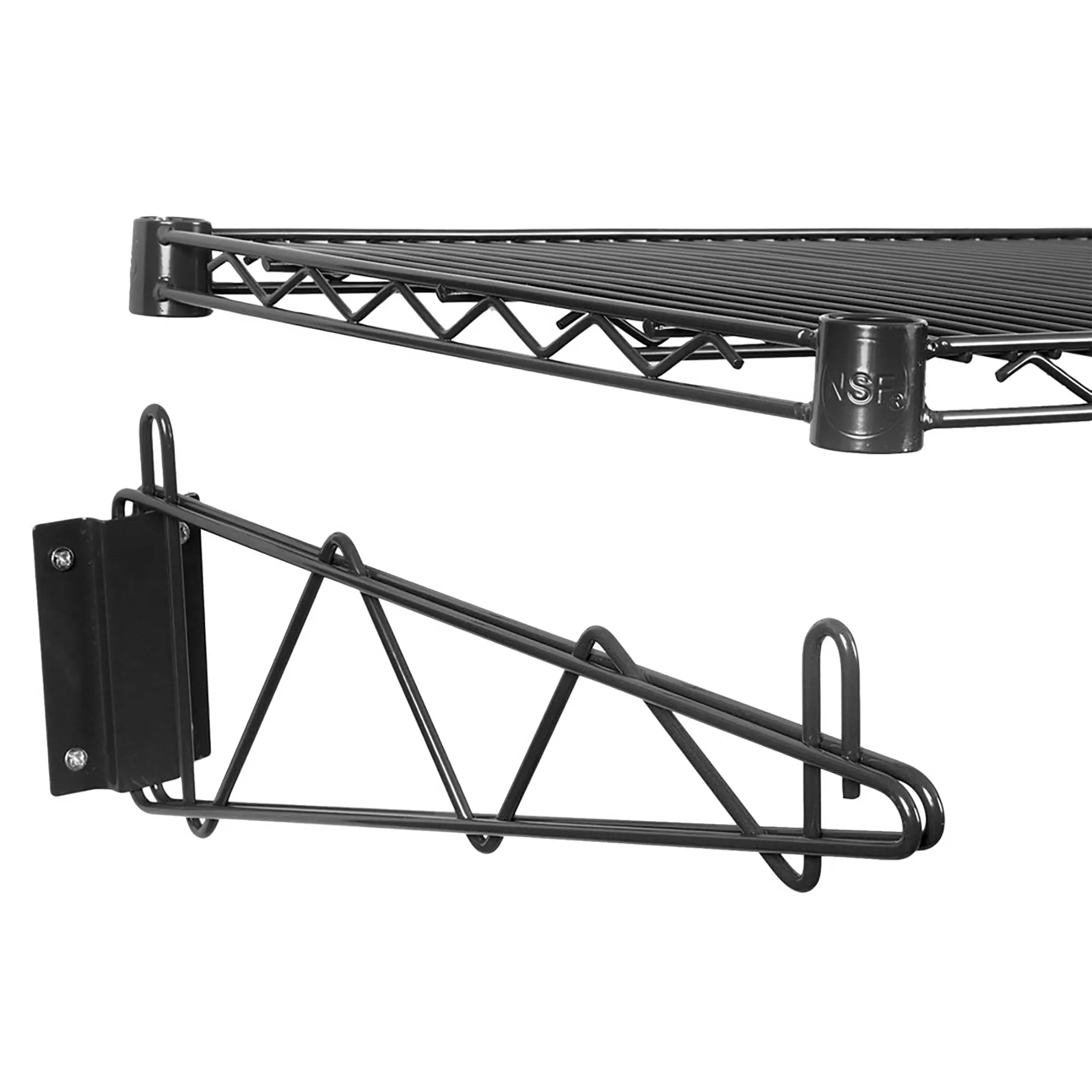 Phoenix Wire Chrome/Black Epoxy Wall Brackets (Set of 2)-Phoenix Food Equipment