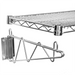 Phoenix chrome wire wall bracket shown supporting a chrome wire shelf, angled side view