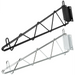Phoenix wire shelving wall brackets in black epoxy and chrome finishes, both colours shown side by side