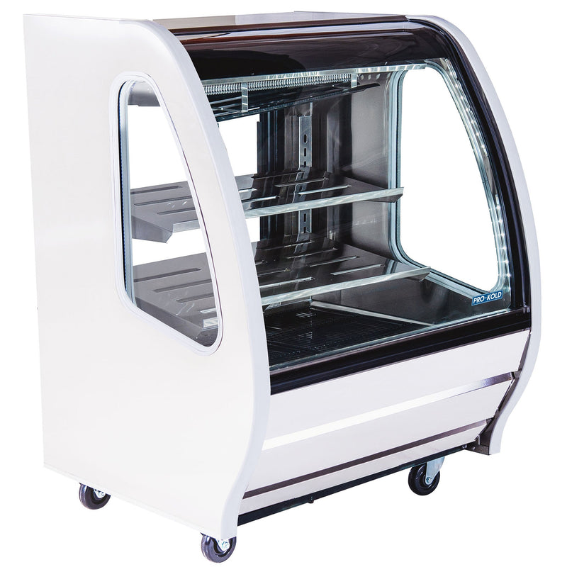 Pro-Kold DDC-40 Curved Glass 40" Refrigerated Deli Case - Available in White, Black or S/S Finish-Phoenix Food Equipment