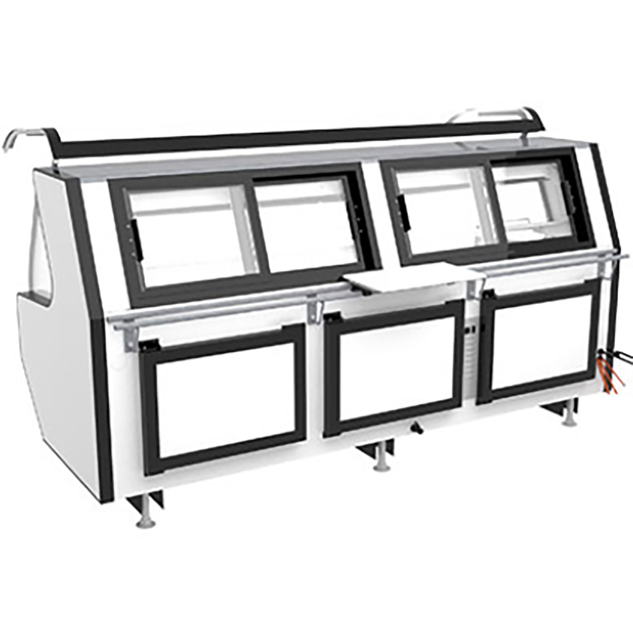 Pro-Kold MCRU-100-WL Curved Glass 99" Refrigerated Fresh Meat Display Case with Front Lift Glass - REMOTE CONDENSING UNIT, NOT INCLUDED-Phoenix Food Equipment