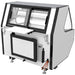 Pro-Kold MCRU-52-W curved glass 51 inch refrigerated meat case, rear view with sliding doors and storage panel