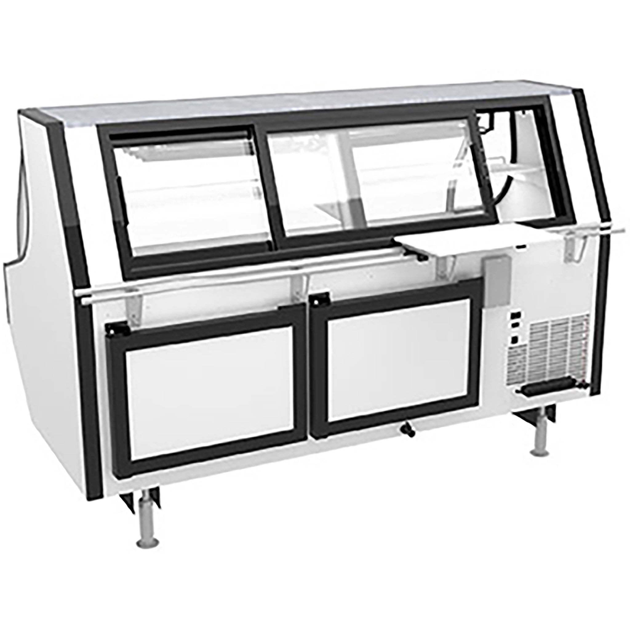 Pro-Kold MCSC-80-W Curved Glass 79" Refrigerated Fresh Meat Display Case - SELF-CONTAINED CONDENSING UNIT-Phoenix Food Equipment