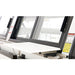 Pro-Kold MCSC-80-W refrigerated fresh meat display case, close-up of the rear cutting board ledge and glass panels