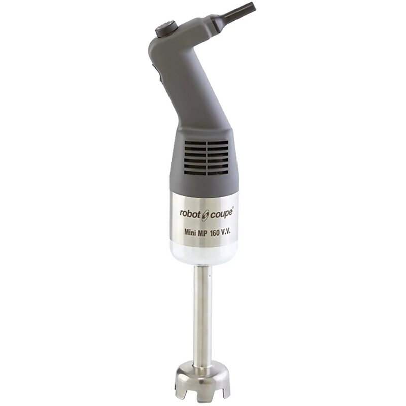 Robot Coupe MMP160VV variable speed commercial immersion blender with grey handle and 7 inch stainless steel arm