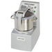 Robot Coupe R10 bowl cutter mixer food processor with 12.2 qt stainless steel bowl and clamp lid, angled front view