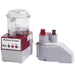 Robot Coupe R2N CLR food prep and bowl cutter combo with grey base, clear 3 qt bowl and veg prep attachment