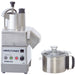 Robot Coupe R502VV food prep and bowl cutter combo with veg prep head on base and 6.2 qt stainless steel bowl beside