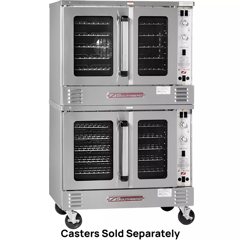 Southbend BGS/22SC full size double stack gas convection oven in stainless steel with glass doors, front angle view