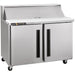 Traulsen Centerline CLPT-3610 36-inch two door stainless steel refrigerated sandwich prep table on casters, front view