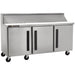 Traulsen Centerline CLPT-7220 72-inch three door stainless steel refrigerated sandwich prep table on casters