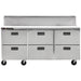 Traulsen Centerline CLPT-7230 72-inch mega top sandwich prep table, six stainless steel drawer configuration