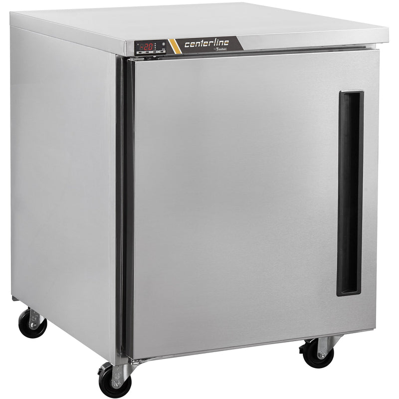Traulsen Centerline CLUC-27F 27-inch single door stainless steel undercounter freezer work table, angled front view