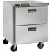 Traulsen Centerline CLUC-27R 27-inch refrigerated work table shown in the two-drawer configuration on casters