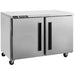 Traulsen Centerline CLUC-48F 48-inch two door stainless steel freezer work table on casters, angled front view