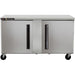 Traulsen Centerline CLUC-60F 60-inch two door stainless steel freezer work table on casters, front view