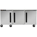 Traulsen Centerline CLUC-72F 72-inch three door stainless steel freezer work table on casters, front view