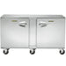 Traulsen UHT60-LR 60-inch two door stainless steel undercounter refrigerator on casters, front view