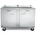 Traulsen UST4818-LR 48-inch two door stainless steel mega top sandwich prep table on casters, front view