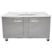 Traulsen UST6024-LR 60-inch two door stainless steel mega top sandwich prep table with lids closed, front view