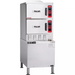 Vulcan C24GA floor model gas steamer, stacked stainless steel compartments on cabinet base, angled left view