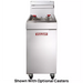 Vulcan LG300 natural gas/propane 40 lb stainless steel floor fryer, front view shown with optional casters