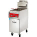 Vulcan PowerFry3 TR65 series gas fryer in stainless steel, angled right view showing casters and basket