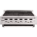 Vulcan VACB series gas charbroiler, stainless steel countertop unit with cast iron radiant grates, angled view
