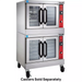 Vulcan VC44GD gas double stack convection oven, stainless steel with glass doors on casters, angled left view