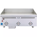 Vulcan VCCG-AS series gas thermostatic griddle, stainless steel front with three control knobs, front view
