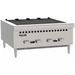 Vulcan VCRB25 natural gas/propane 25 inch radiant charbroiler in stainless steel, angled view of four control knobs