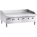 Vulcan VCRG36-M natural gas/propane 36 inch manual countertop griddle in stainless steel with three control knobs